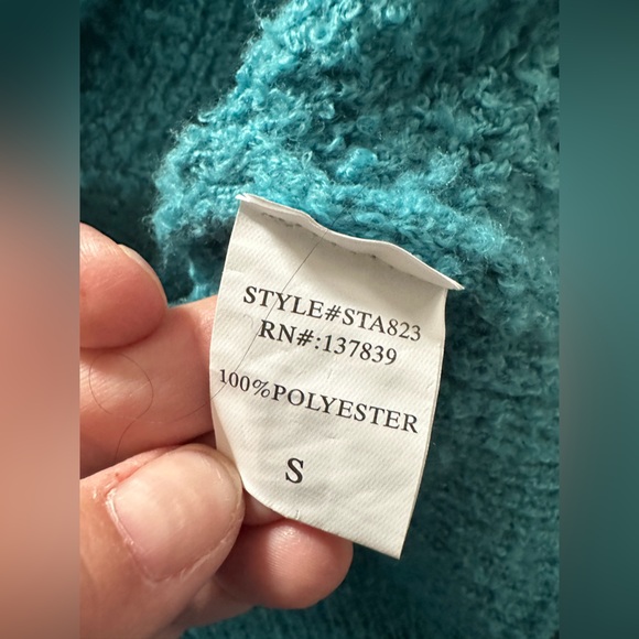 Dreamers by Debut Women’s Size S Turquoise Cropped Cardigan Sweater Soft Knit - Picture 13 of 13
